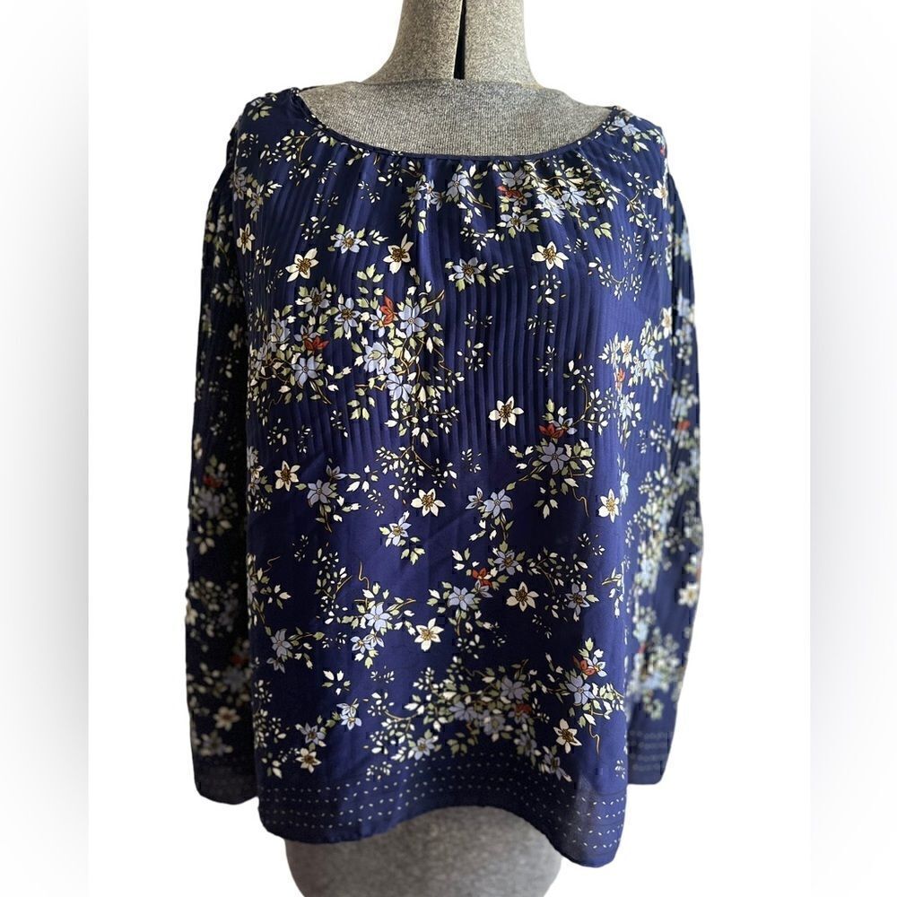 Max Studio Floral Top Wide Sleeve Oversized Medium